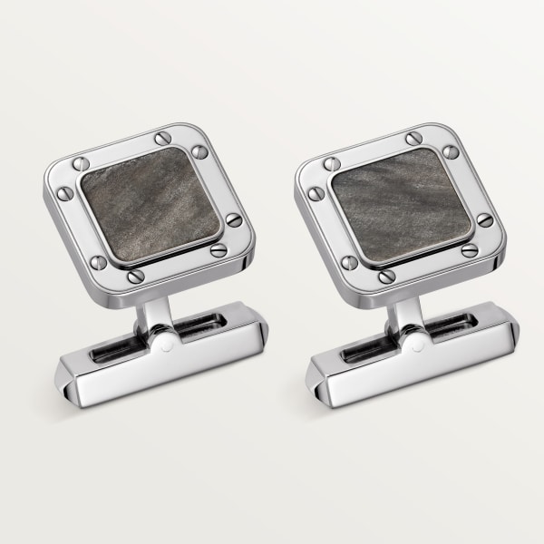 Santos de Cartier cufflinks Sterling silver, palladium finish, obsidian