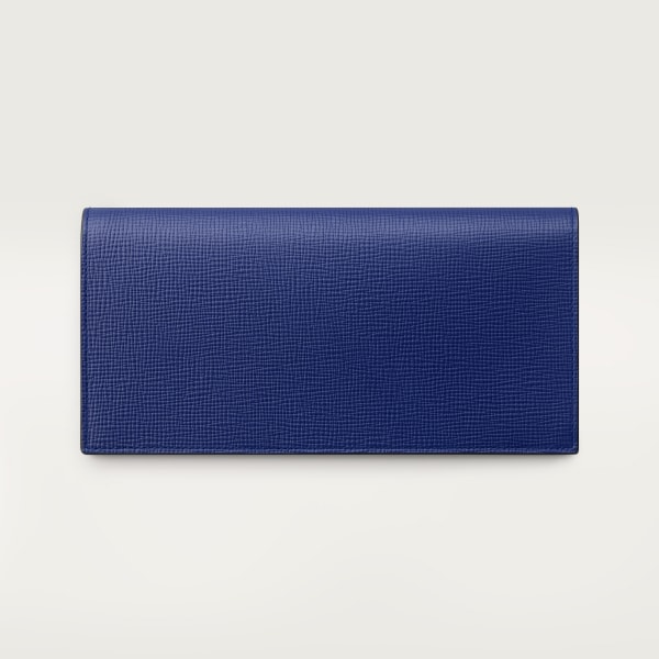 International wallet with zip, Cartier Losange Ink-coloured grained calfskin, palladium finish and ink-coloured enamel