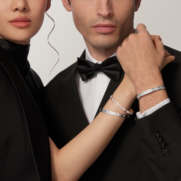 Love bracelet, classic model, paved, 10 diamonds White gold, diamonds