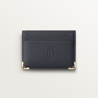 Double card holder, Must de Cartier Slate grey calfskin, golden finish