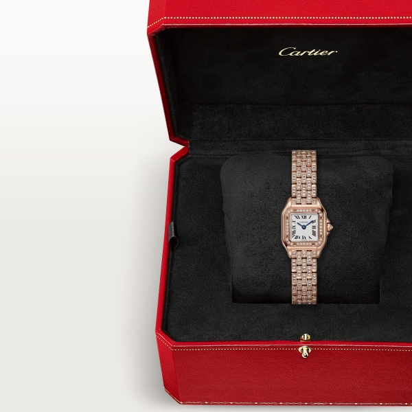 Panthère de Cartier腕表 迷你表款，石英机芯，18K玫瑰金，钻石