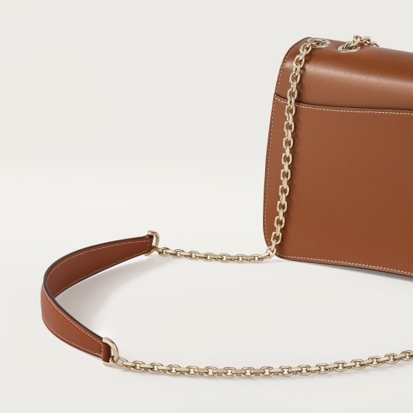 Chain bag small, Panthère de Cartier Caramel calfskin, golden finish