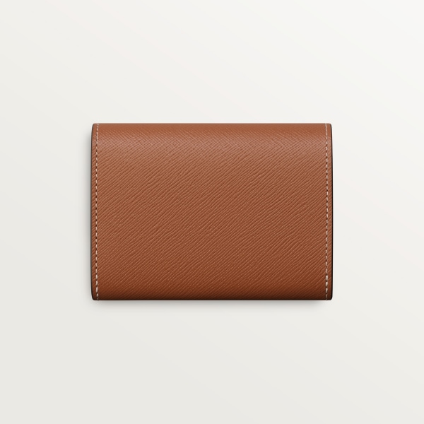Mini wallet, C de Cartier Caramel textured calfskin, golden finish