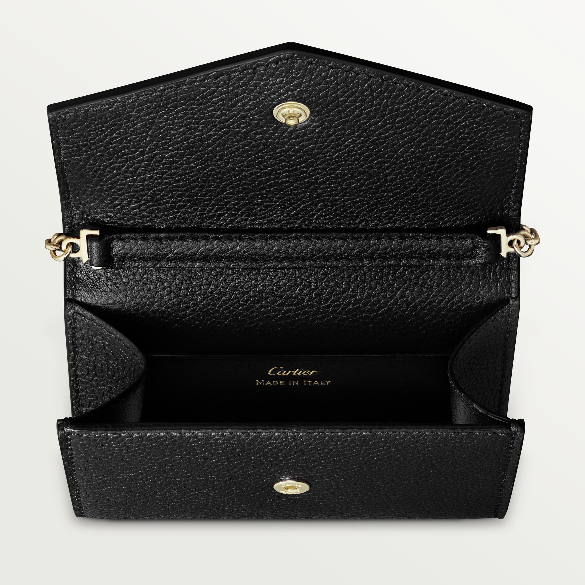 Panthère de Cartier Small Leather Goods, Wallet bagBlack calfskin, golden finish