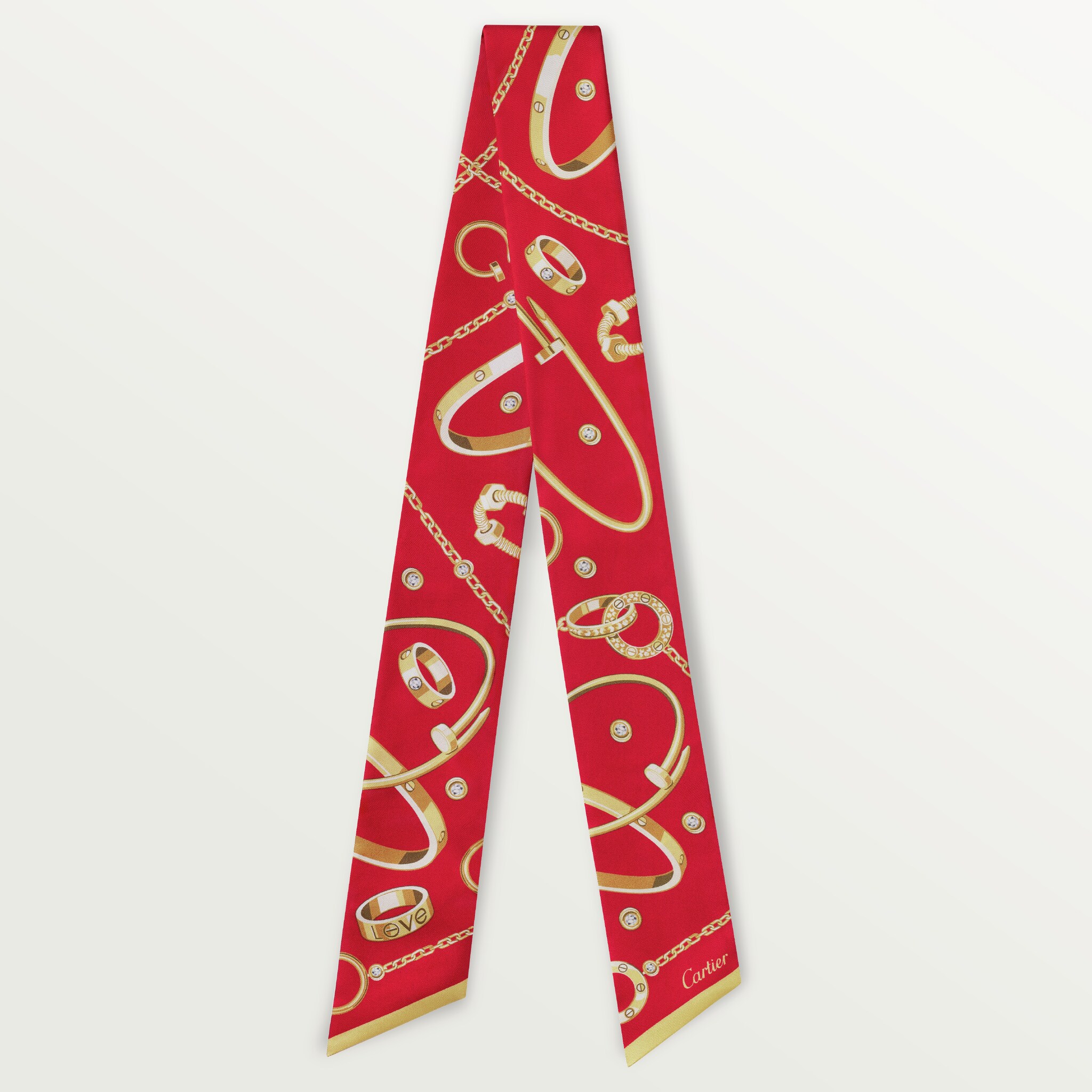 Mini Scarf Red silk twill