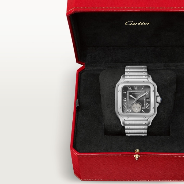 Santos de Cartier watch Large model, automatic, dual time zone, steel