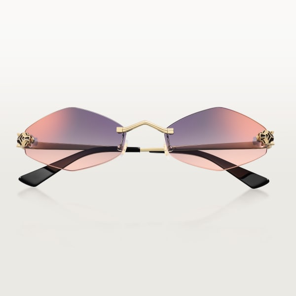 Panthère de Cartier Sunglasses Smooth golden-finish metal, purple lenses
