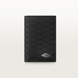 Cartier Losange系列4信用卡皮夹 黑色压花小牛皮，饰有槽纹图案，珐琅和镀钯饰面