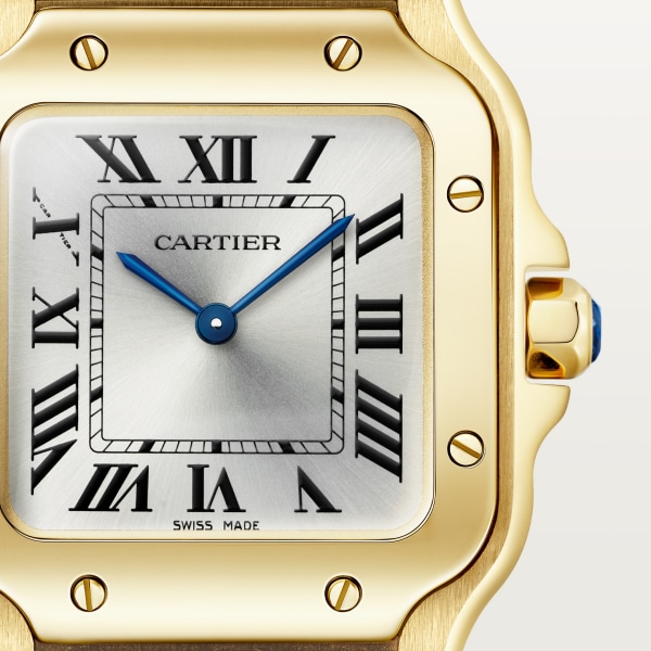 Santos de Cartier watch Small model, quartz movement, yellow gold, interchangeable metal and leather straps