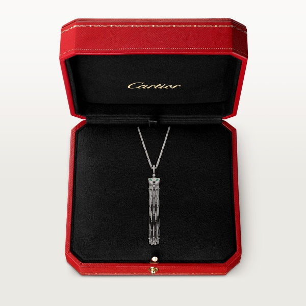 Panthère de Cartier necklace White gold, onyx, emerald, diamonds. 