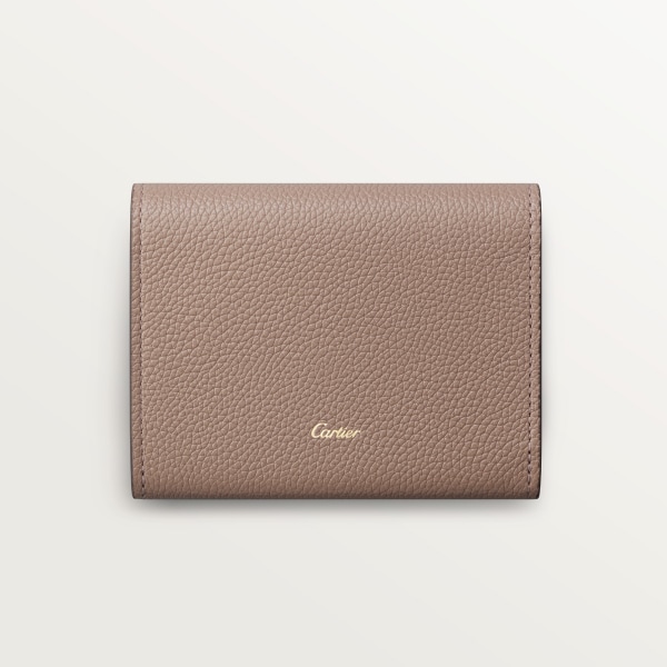 Mini wallet, Panthère Graphique de Cartier Clay-coloured grained calfskin, golden finish