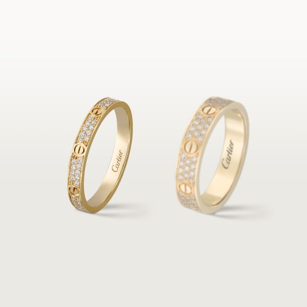 Love ring, mini model, paved Yellow gold, diamonds