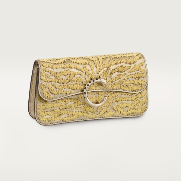 Chain bag mini, Panthère de Cartier Golden metallic calfskin and tufted tiger motif embroidery