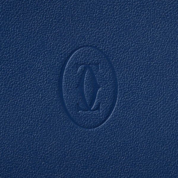 Six-credit card compact wallet, Must de Cartier Deep blue calfskin, palladium finish