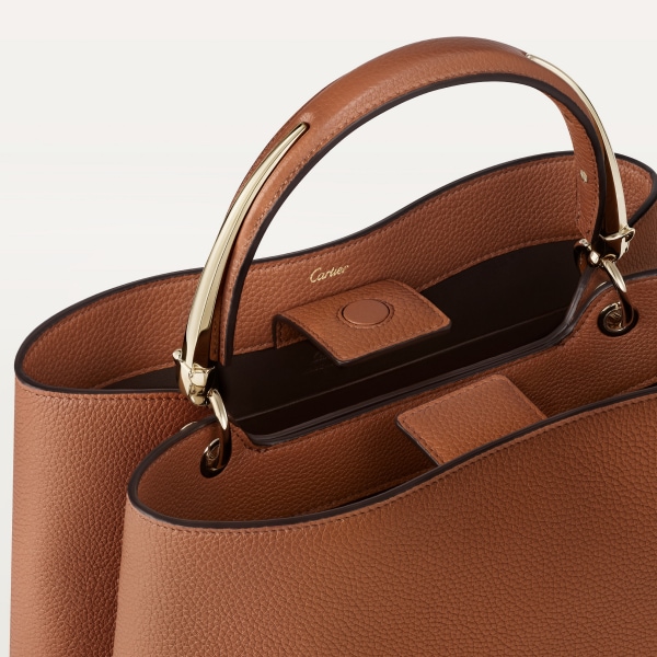 Medium model handle bag, Panthère de Cartier Caramel grained calfskin