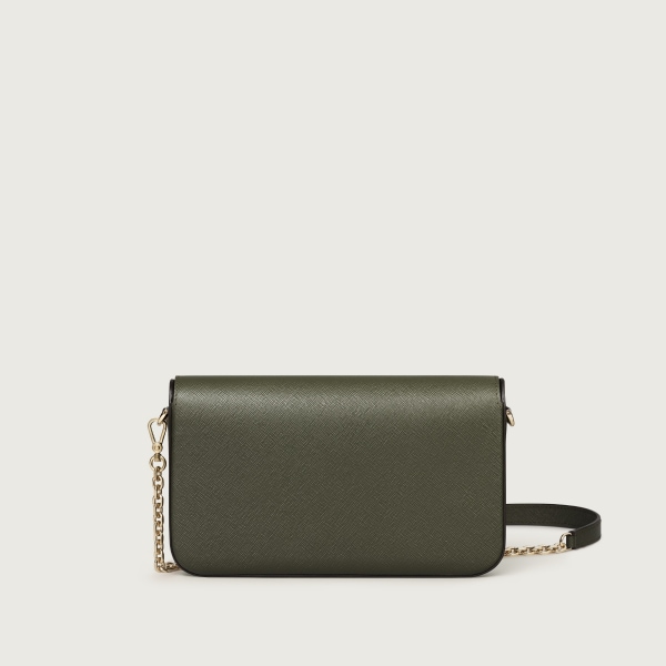 Mini bag, C de Cartier Green tea calfskin, golden-finish with gadroon motif