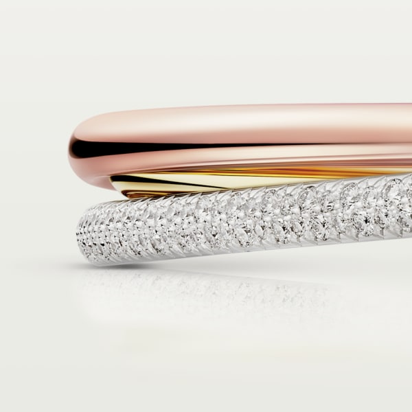 Trinity bracelet, small model, semi-paved White gold, yellow gold, rose gold, diamonds
