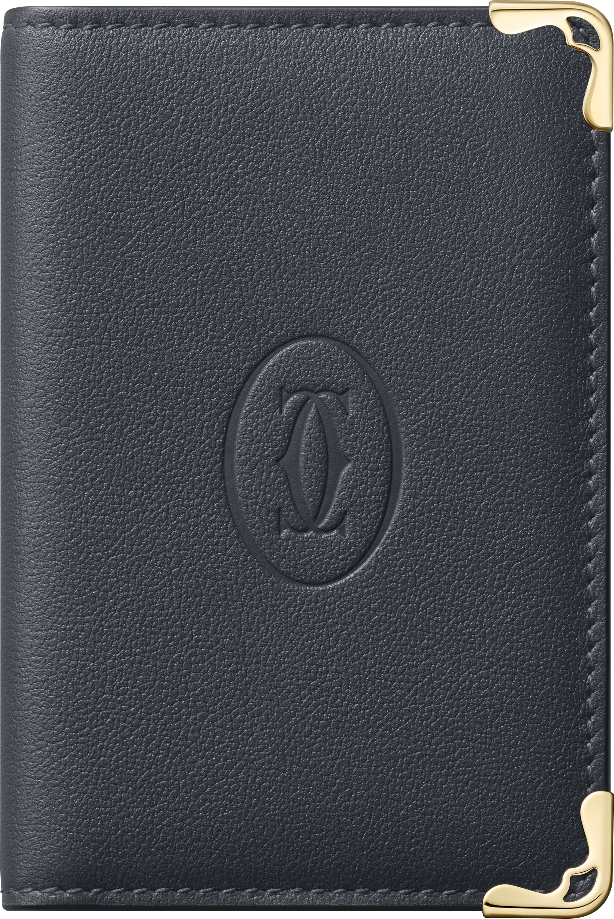 4 credit card holder, Must de CartierSlate grey and sky blue calfskin, golden finish