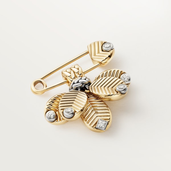 Grain de Café brooch Yellow gold, white gold, diamonds