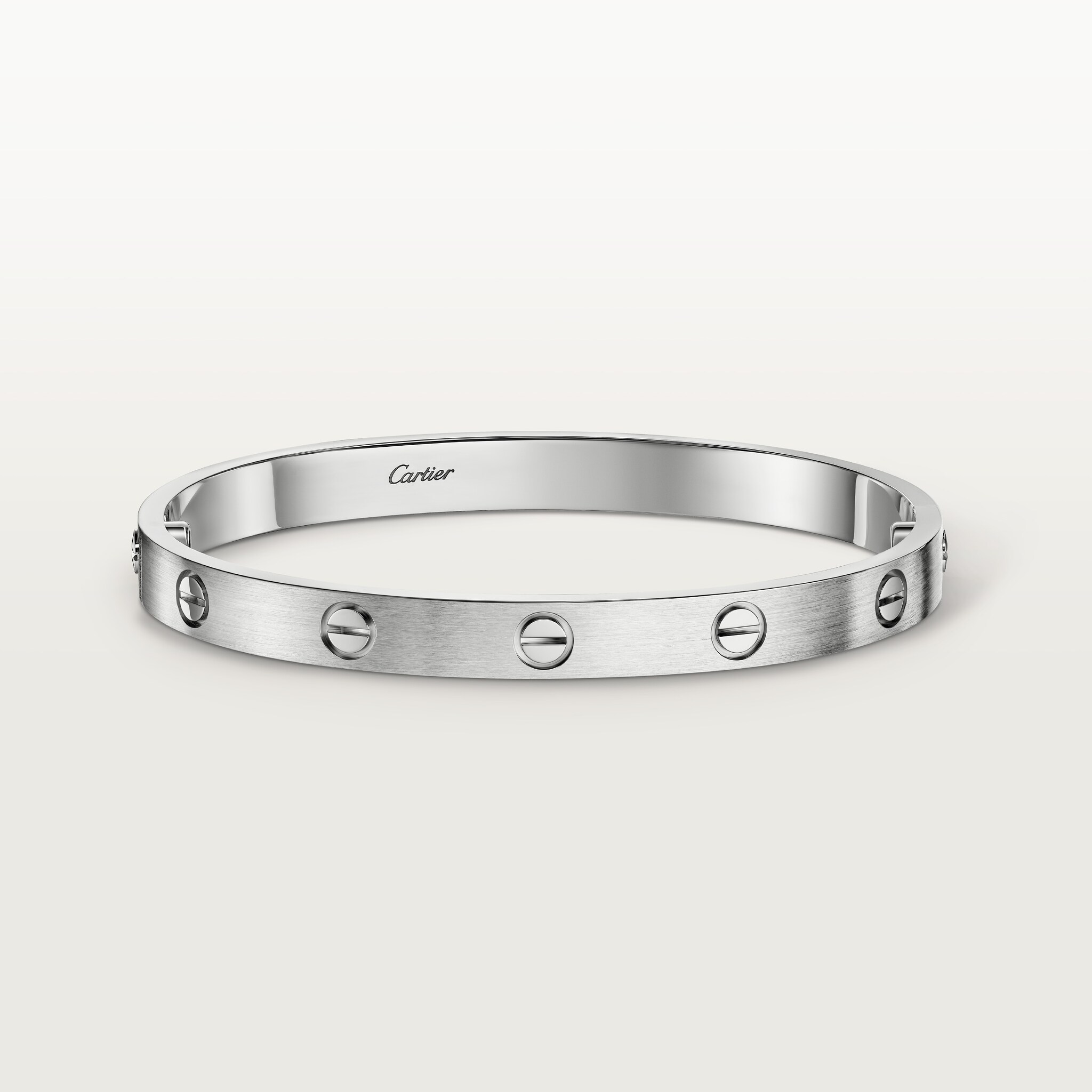 Love bracelet, classic model, brushed White gold, brushed finish