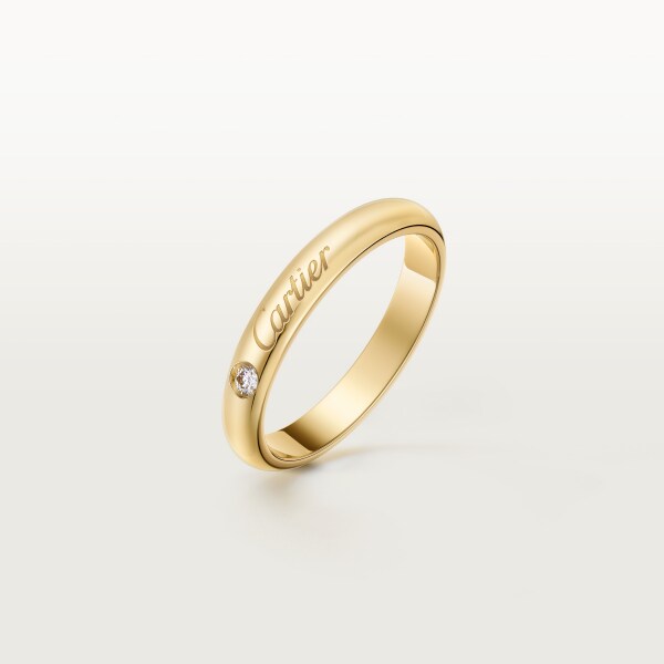 C de Cartier wedding ring, width 3 mm, 1 diamond Yellow gold, diamond