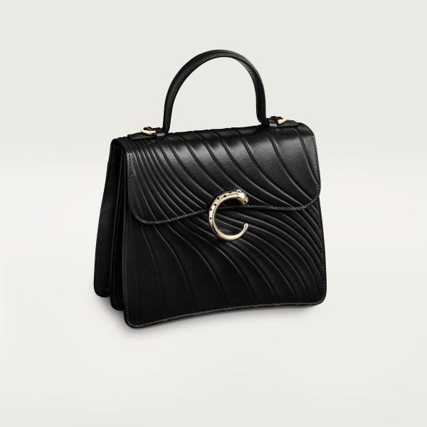 CRL1002554 Handle bag mini model Panthere de Cartier Black calfskin embossed Cartier signature motif golden finish Cartier