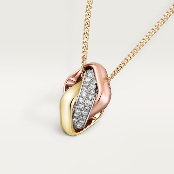 Trinity cushion pendant, semi-paved White gold, yellow gold, rose gold, diamonds
