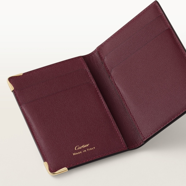 Credit/Business Card Holder, Must de Cartier XL logo perforated burgundy calfskin, golden finish