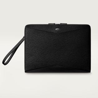 Cartier Losange系列公文包 黑色粒纹小牛皮，镀钯饰面，珐琅