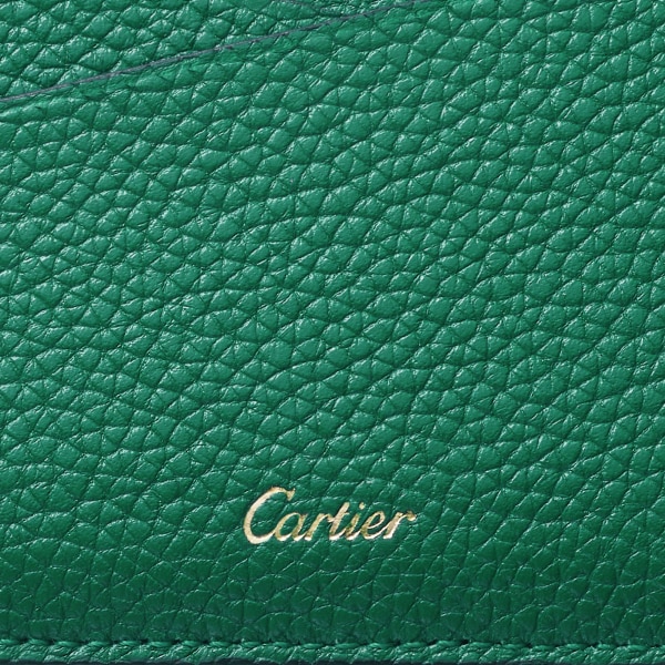 Simple card holder, Panthère de Cartier Bright green calfskin, golden finish