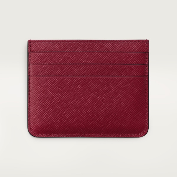 Simple Card Holder, C de Cartier Cherry red textured calfskin, embroidery, golden finish