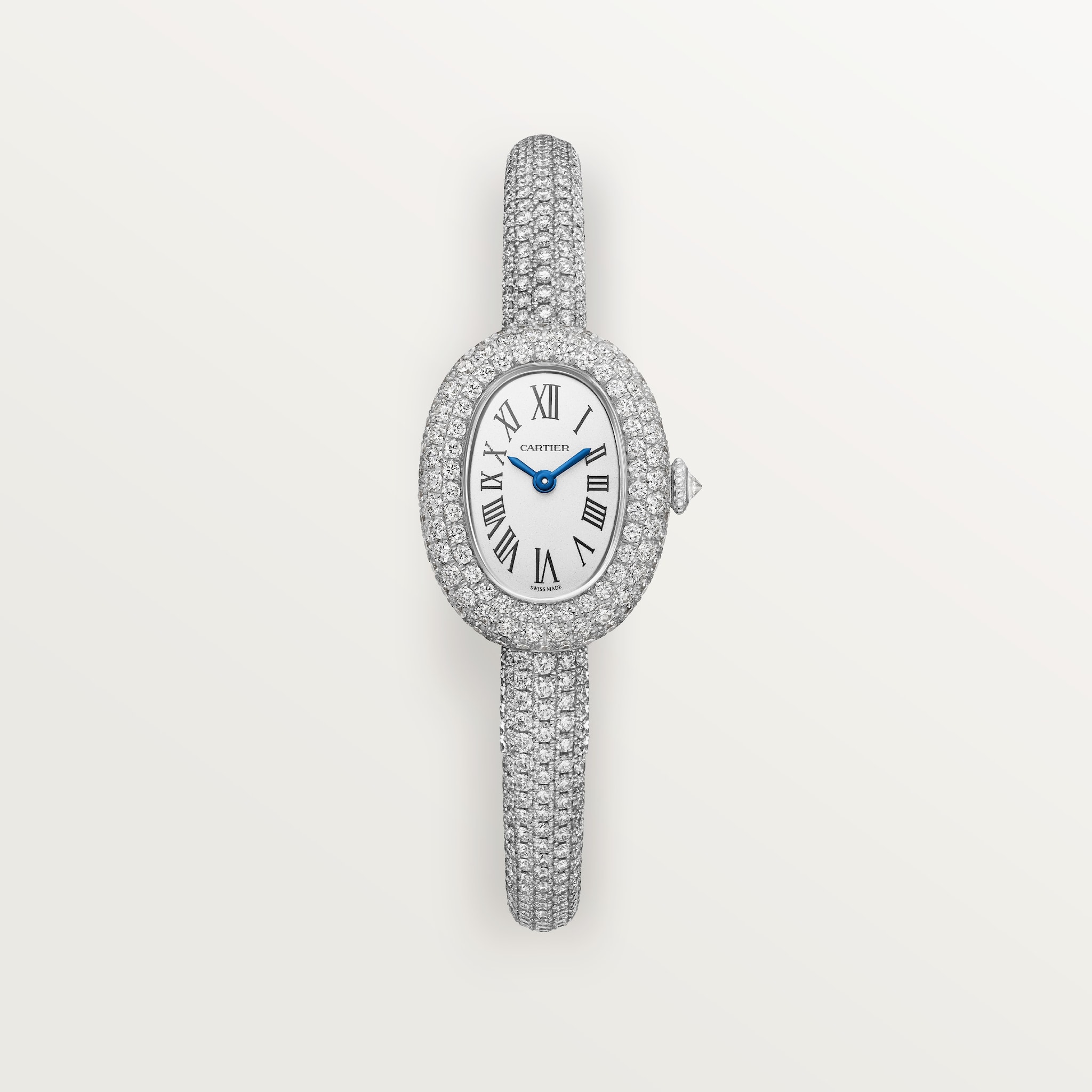 Baignoire watchMini model, quartz movement, white gold, diamonds
