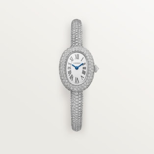 Baignoire watch Mini model, quartz movement, white gold, diamonds