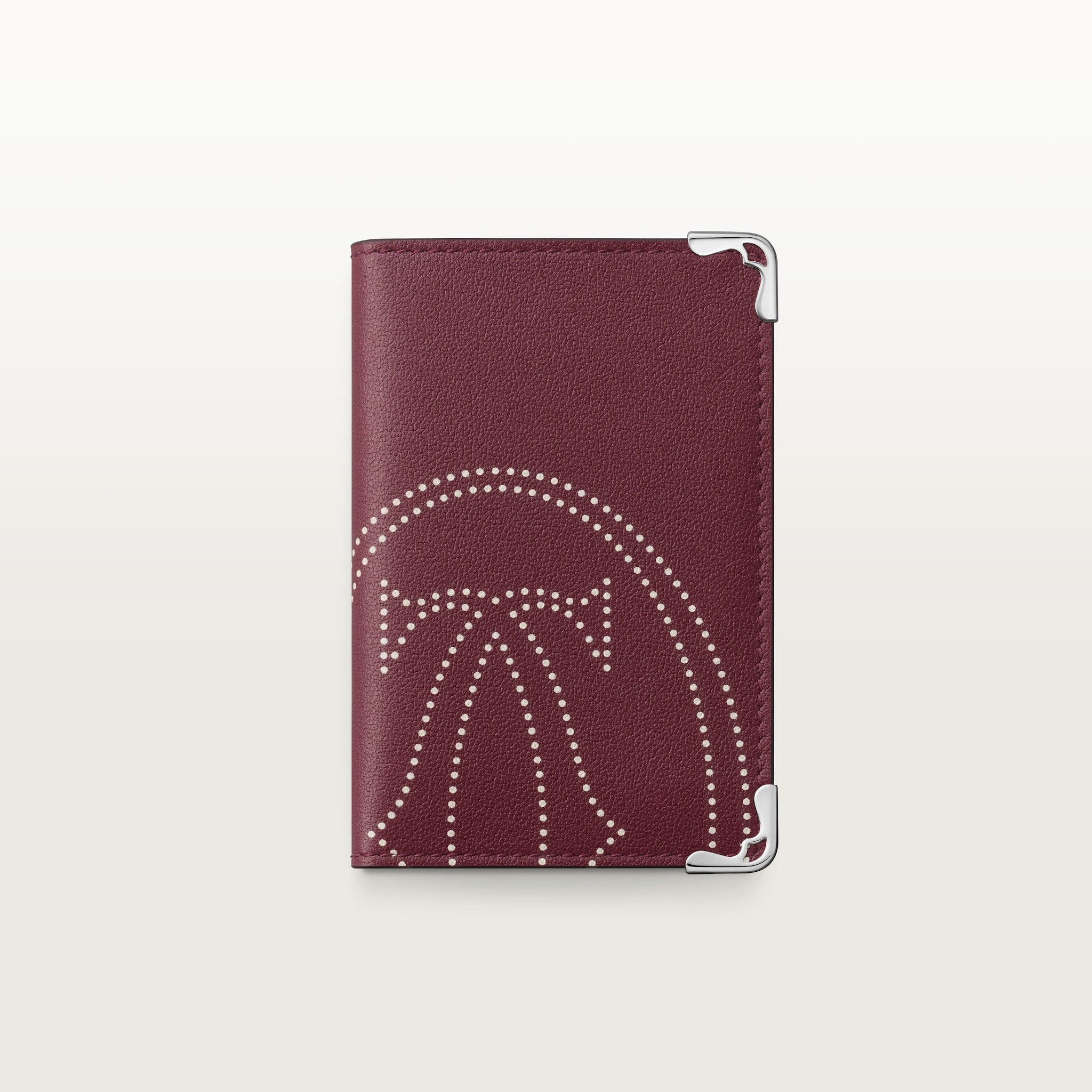 4-Credit Card Holder, Must de CartierBordeaux calfskin with XL dots logo print, palladium finish
