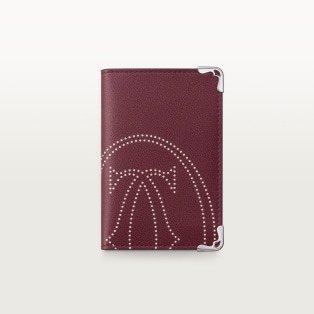4-Credit Card Holder, Must de Cartier Bordeaux calfskin with XL dots logo print, palladium finish
