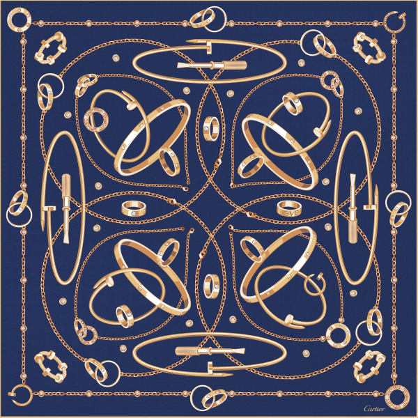 Precious Mundanity 90 scarf Navy blue silk twill