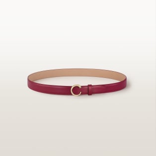 Belt, Panthère de Cartier, Size M (85 cm) Cherry red cowhide, golden-finish buckle