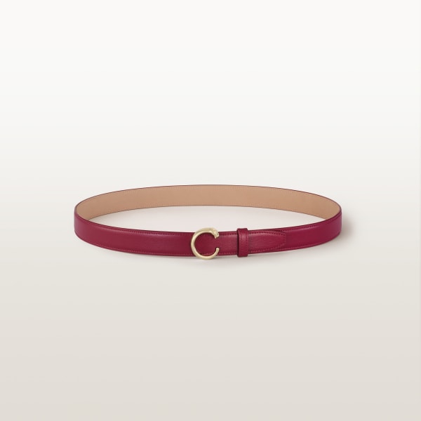 Belt, Panthère de Cartier, Size M (85 cm) Cherry red cowhide, golden-finish buckle
