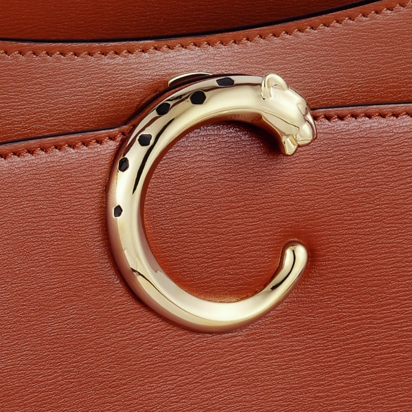 Panthère de Cartier卡地亚猎豹系列手袋，带顶部提手 黑色小牛皮，镀金饰面，黑色珐琅