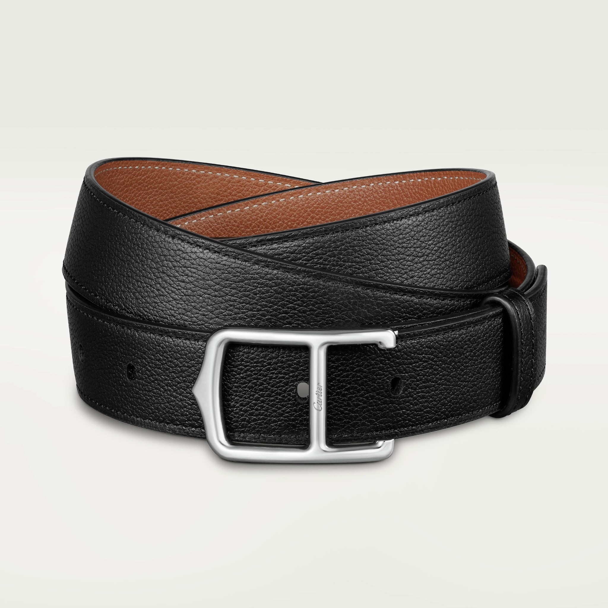 C BeltBlack/brown cowhide, palladium-finish buckle