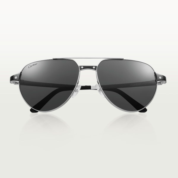 Santos de Cartier sunglasses Smooth and brushed platinum-finish metal, grey lenses