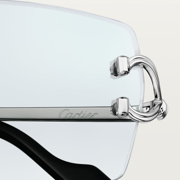 Sunglasses, Classic C de Cartier motif Smooth platinum-finish metal, blue photochromic lenses