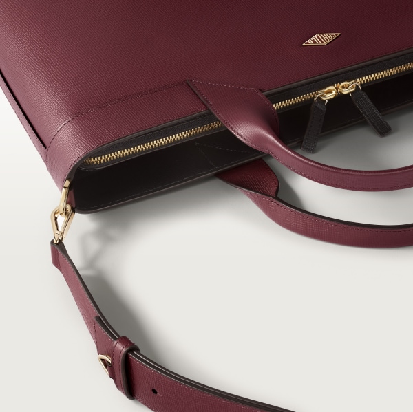 Slim document holder, Cartier Losange Grained burgundy calfskin, golden finish and enamel