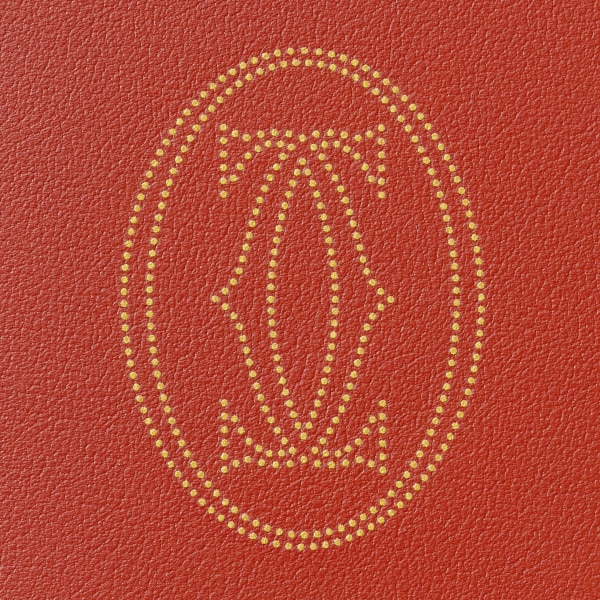 Must de Cartier Small Leather Goods, compact wallet Smooth terracotta dots calfskin, palladium finish