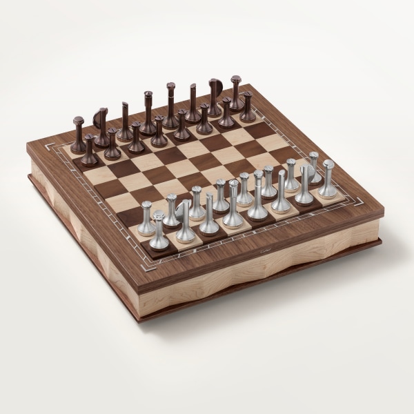 Santos de Cartier国际象棋套装 无花果木和胡桃木，镀钯饰面，棕色PVD镀层