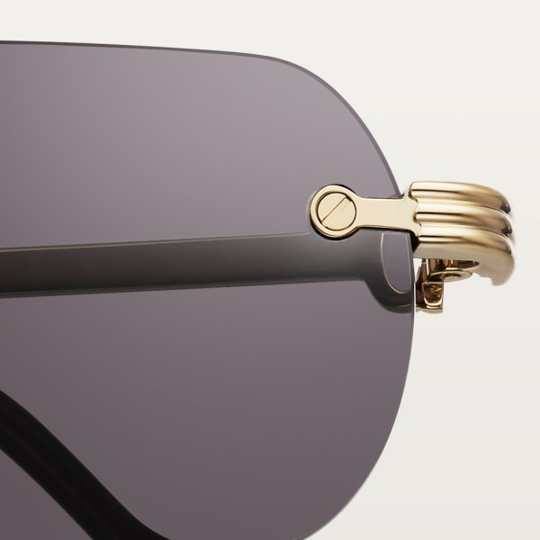 Première de Cartier sunglasses Smooth golden-finish metal, grey lenses
