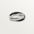 Trinity ring, ceramic, small model, semi-paved White gold, ceramic, diamonds