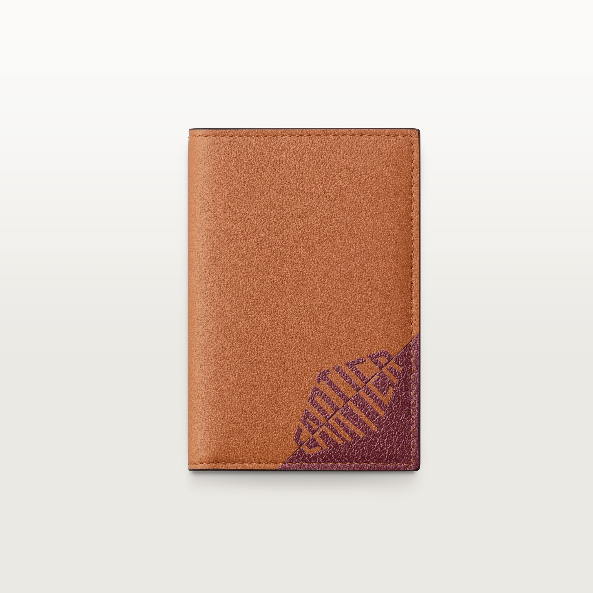4 credit card holder, Cartier Losange ShadowCaramel-coloured and burgundy calfskin