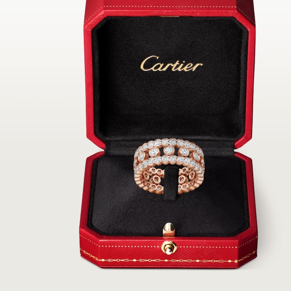 Broderie de Cartier ring, triple row, diamonds Rose gold, diamonds