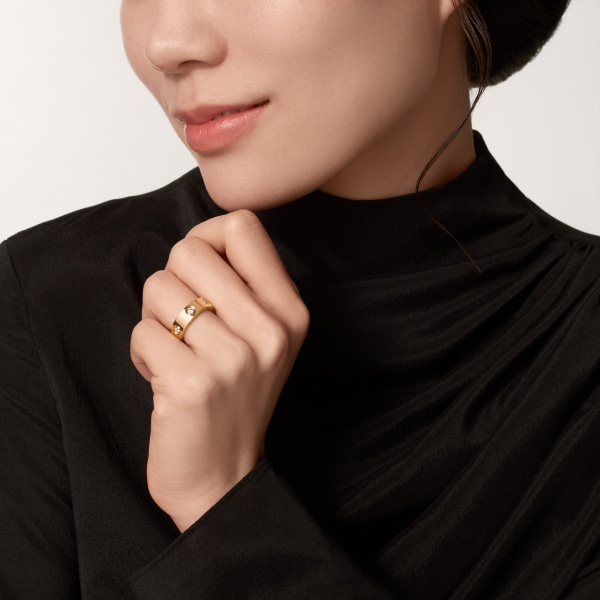 Love ring, classic model, 6 diamonds Rose gold, diamonds